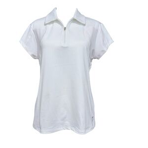 New K-Swiss White Short Sleeve 1/4 Zip Women Golf Tennis Polo Shirt Size XL